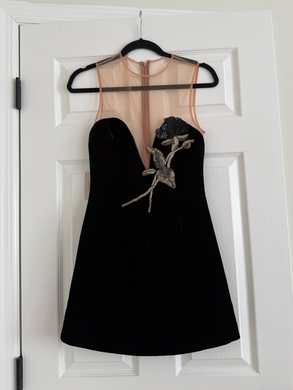 SAU Lee Aria Beaded Floral Black Velvet Mini Dress NEW with tags - Picture 2 of 8